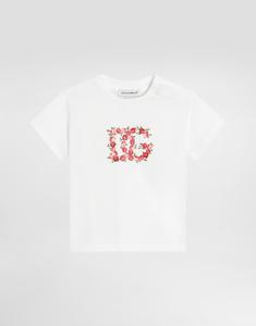 Маленькая футболка из джерси с принтом роз DOLCE & GABBANA, белый