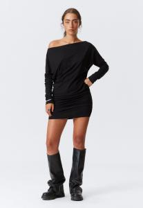 Платье Weekday DRAPED ASYMMETRIC LONG-SLEEVED MINI DRESS, Black