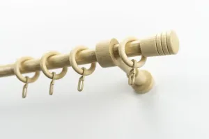 Карниз для штор GARESA "Sandri полный круглый, концевая кнопка Verus", 1 направляющая, желаемая длина, комплект штор из дерева, выдвижной, с кольцами 440 см, цвет natur