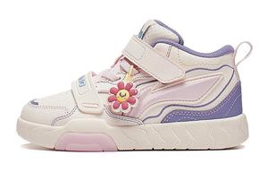 Скользоустойчивые амортизирующие полувысокие детские скейтбордические кроссовки LINING YOUNG, розово-абрикосовый/травянисто-фиолетовый