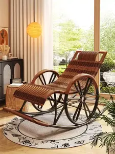 Yu Senyi Кресло-качалка из ротанга, флагман supreme deep brown с черными колесами, усиленная стальная рама