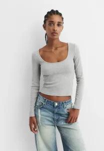 Топ с круглым вырезом и длинными рукавами Pull&Bear, Grey