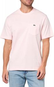 Мужская хлопковая футболка Lacoste с нагрудным карманом, Flamingo