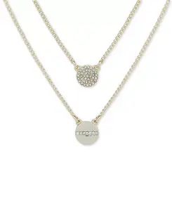 Ожерелье с подвеской из золотистого кристалла, два ряда, 16 дюймов + удлинитель 3 фута Dkny, crystal