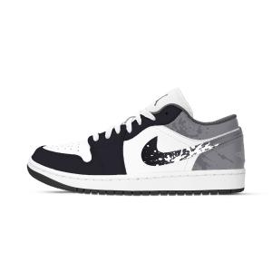 Jordan Air 1 Dark Eon устойчивые к истиранию низкие баскетбольные кроссовки Unisex Black White Gray