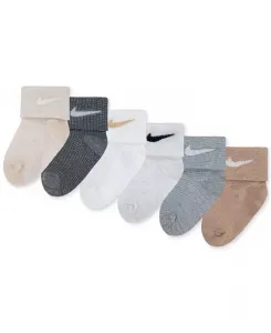 Детские носки из вафельной ткани, набор из 6 пар Nike, коричневый