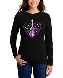 Женская футболка с длинными рукавами "It's A Love Story" с надписью "Word Art" LA Pop Art, Black