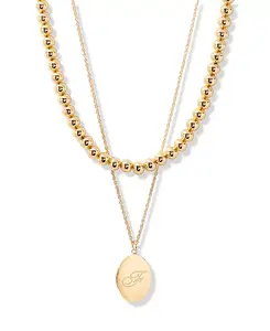 Позолоченный комплект из ожерелий с инициалами в форме овала Brook & York, gold-f