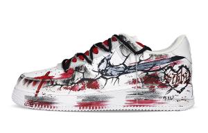 Nike Кроссовки для скейтбординга Air Force 1 Thorn Tide Abrasion Resistant низкие унисекс черный красный белый