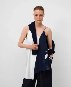 Женский асимметричный комбинированный топ Adolfo Dominguez, синий