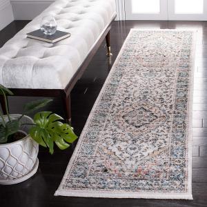 Ковер SAFAVIEH, 77 x 183 см, Shivan Collection Grey/Blue SHV704F в стиле шэбби-шик с восточным орнаментом, без ворса, для прихожей, гостиной, спальни или кухни