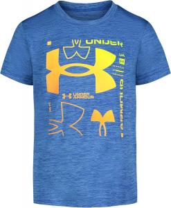 Футболка Under Armour для мальчиков, круглый вырез, легкая и дышащая, Viral Blue Multi Logo