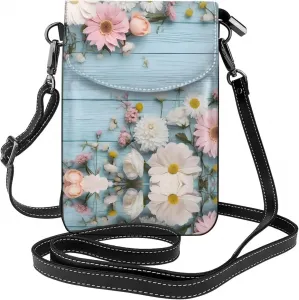 Маленькая сумочка для телефона бирюзового цвета с цветочным принтом в виде амбарных дверей, сумка через плечо с магнитной застежкой и отделениями для карт, из искусственной кожи Ultra Fiber.