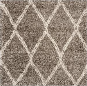 Ковер SAFAVIEH, 214 x 214 см, Hudson Shag Collection, Grey & Ivory, Moroccan Trellis дизайн, без линьки и простой в уходе, идеален для помещений с высокой проходимостью в гостиной, спальне (SGH329B)