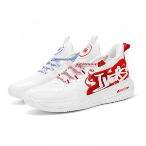 IVERSON Баскетбольные кроссовки Campaign 1, белые, красные, синие, с амортизацией, противоскользящие и износостойкие, с низким верхом, унисекс