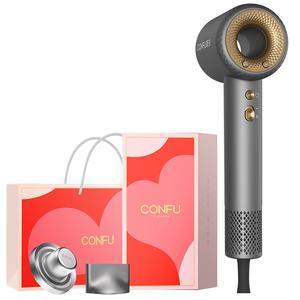 Фен 1900W бытовой высокоскоростной мощный обдув плазменный уход за волосами KF-F9 CONFU, F9 Star серый「Deep Affection Palette」 Box
