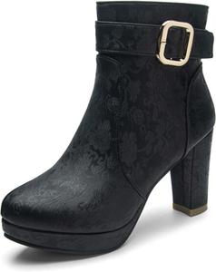 Женские ботильоны DEERBUNNY на платформе с высоким широким каблуком, боковой молнией и ремешком с пряжкой, осенние ботинки на каблуке, Black