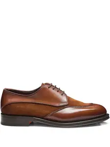 Дерби из замши с кожаными вставками Santoni, коричневый