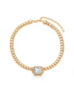 Ожерелье с кубинской цепочкой в стиле деко с кристаллами Ettika, gold