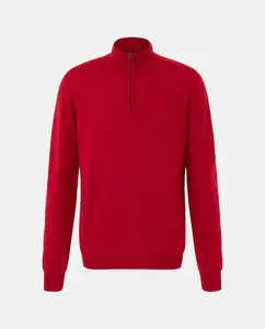 Мужской свитер из мериносовой шерсти с полу-молнией и налокотниками Façonnable, красный