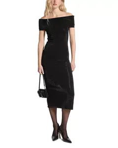 Платье-Миди с отворотом Michael Kors, черный
