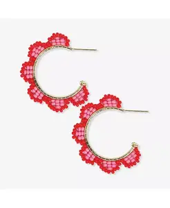 Золотая серьга-гребешок с отделкой из бисера и сплава «Луна» Ink+Alloy, pink