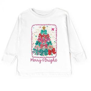 Футболка с длинным рукавом Merry & bright bow tree для малышей The Juniper Shop, White