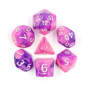 Набор Poly — фиолетовый вихрь с белым (7), Dice Sets - Resin/Acrylic - Rainbow & Multi-Colored (Foam Brain Games)