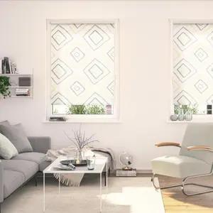 LICHTBLICK ORIGINAL Рулонная штора с боковым подъемом «Rollo Klemmfix, без сверления, непрозрачная, Stripy Boho Rectangle», непрозрачная, защитная сетка, свободно висит, цвет beige + weiß