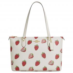 Сумка через плечо Gallery Coated Canvas большая женская white & red COACH, Set (Bag+Dust Bag)