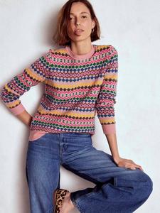 Свитер Edie Fair Isle из шерстяной смеси Boden, Pink/Multi