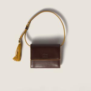 Кожаный кошелек с наплечным ремешком MIU MIU, коричневый