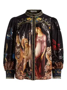 Топ Cora с длинными рукавами Alice + Olivia, черный