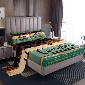 Erosebridal Комплект постельного белья Happy Camping Vintage Camper с глубоким подгибом в деревенском стиле для детей, Multi 20