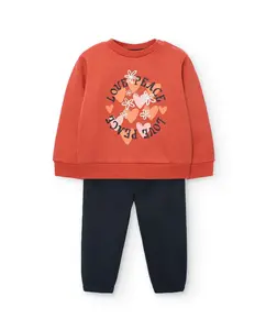 Комплект для малыша толстовка и брюки Boboli, оранжевый/темно-синий
