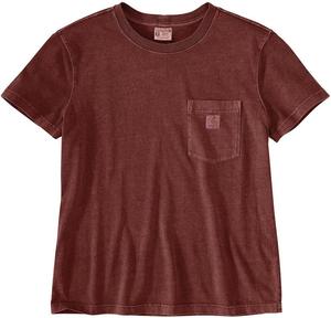 Carhartt женская футболка с карманом, свободный крой, легкая, с коротким рукавом, окрашенная в готовом виде, Deep Spice Red