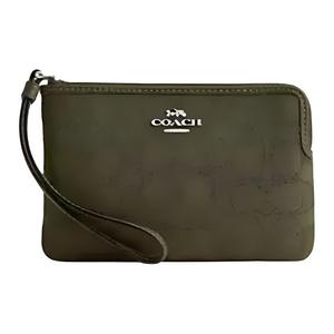 COACH Клатч на запястье из телячьей кожи маленький женский olive