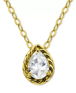 Ожерелье с подвеской-солитером из кубического циркония (1 карат) из 18-каратного золота на стерлинговом серебре, длина 16 дюймов + удлинитель 2 дюйма Giani Bernini, gold