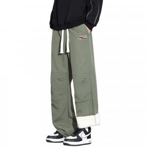 Хлопковые брюки Unisex утепленные с флисовой подкладкой прямого кроя WARRIOR, зеленый (graphene knee protector diy badge)