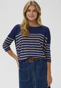 Свитер-Пуловер milasz с круглым вырезом. Saint Tropez, Navy Peony Greige Stripe