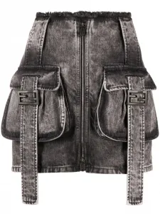 Джинсовая юбка с эффектом потертости FENDI, серый