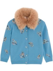 Вышитый кардиган из натуральной шерсти от Valentino Garavani, синий