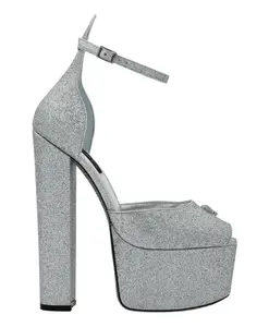 Сандалии на платформе с блестками и высоким каблуком Philipp Plein, серый