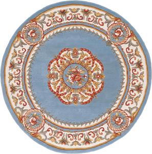 Ковер SAFAVIEH, 183 x 183 см, Naples Collection, круглый, Light Blue & Ivory, ручной работы из шерсти, идеально для гостиной, столовой, спальни (NA901J)