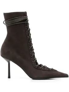 Ботильоны Colette 80 мм со шнуровкой и острым носком Le Silla, коричневый