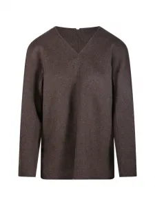 Шерстяная блузка с V-образным вырезом 'S Max Mara, коричневый