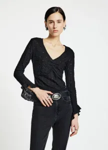 Футболка с длинными рукавами и оборками Calliope, Ultrablack