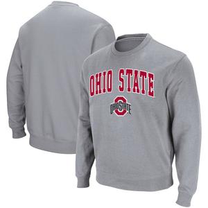 Мужской твиловый пуловер с капюшоном Colosseum Heathered Grey Ohio State Buckeyes Team Arch & Logo Tackle, толстовка, цвет Osu Grey
