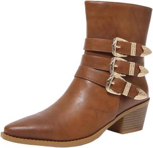 Женские ботильоны Fall Flat на низком каблуке, свободные кожаные ботильоны, классические ботильоны с боковой молнией, удобные модные ботильоны Generic, B