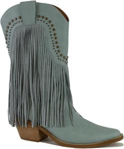 Beast Fashion Ботинки Women's Fringe Western Boots, Gold, Pointed Toe, Chunky Heel, Mid Calf, Cowgirl Boots